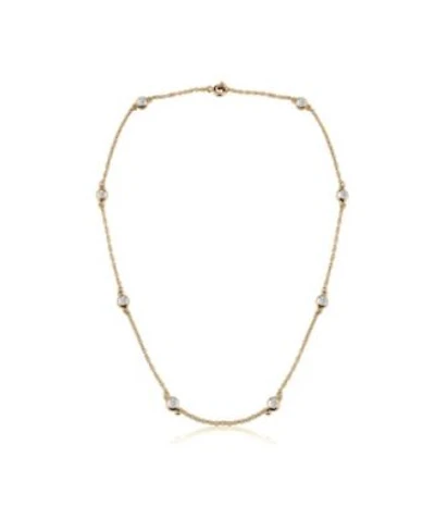 Genevive Minimalist Sterling Silver Dainty Station Cz Bezel Set Necklace