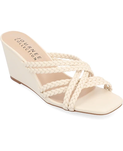 Journee Collection Women's Baylen Strappy Braided Wedge Sandals