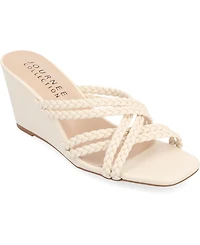 Journee Collection Women's Baylen Strappy Braided Wedge Sandals