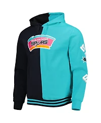 Men's Mitchell & Ness Black, Teal San Antonio Spurs Hardwood Classics Split Pullover Hoodie