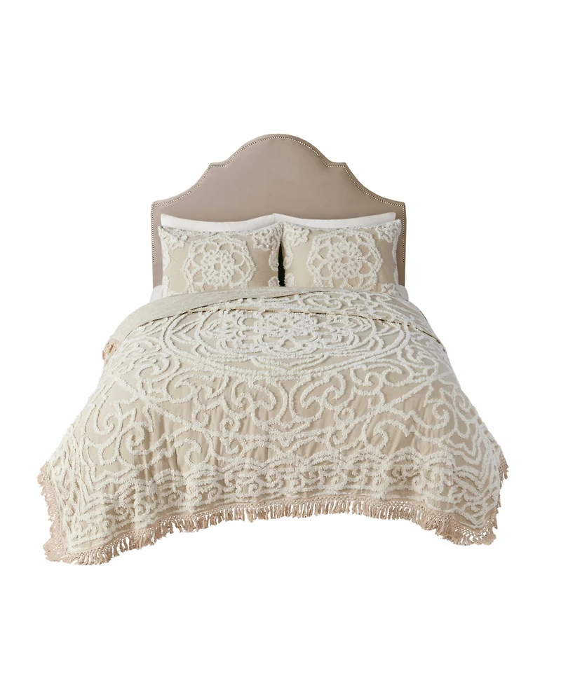 Madison Park Laetitia Medallion Fringe 3-Pc. Quilt Set, Full/Queen