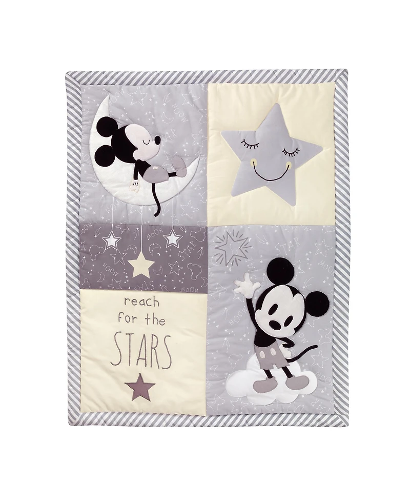 Disney Baby Mickey Mouse Gray/Yellow 4-Piece Crib Bedding Set by Lambs & Ivy