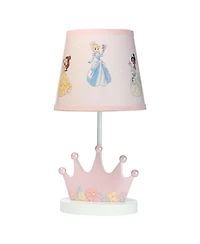 Lambs & Ivy Disney Princesses Pink Crown Nursery Lamp with Shade & Bulb