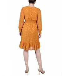 Ny Collection Women's Long Sleeve Smocked Waist Dress