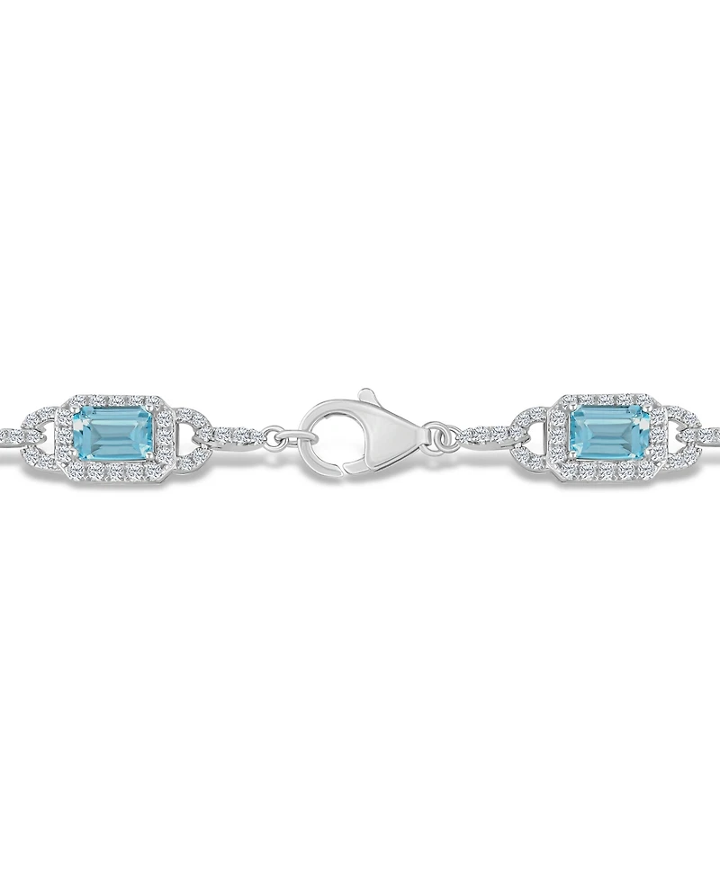 Macy's Sky Blue Topaz and White Topaz Bracelet (7 ct. t.w and 5/8 ct. t.w) in Sterling Silver