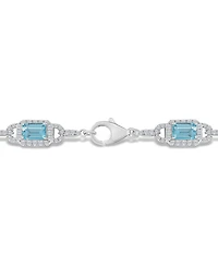 Macy's Sky Blue Topaz and White Topaz Bracelet (7 ct. t.w and 5/8 ct. t.w) in Sterling Silver