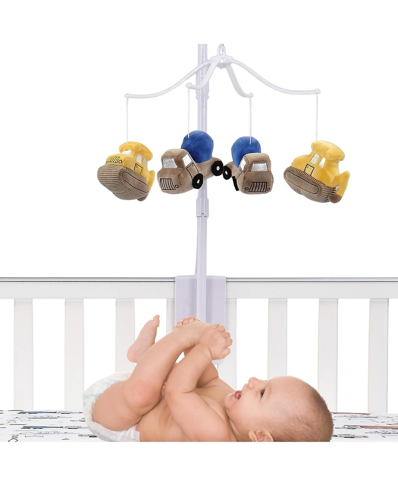 Bedtime Originals Construction Zone Musical Baby Crib Mobile Soother Toy- Trucks
