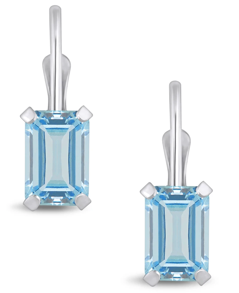 Macy's Aquamarine (1-1/10 Ct. T.w.) Leverback Earrings 10K Yellow Gold or White