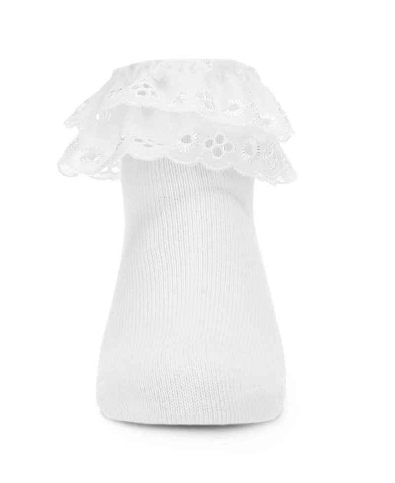 MeMoi Girls Dual Layer Eyelet Lace Anklet Socks