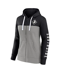 Women's Fanatics Black, Gray Chicago White Sox Take The Field Colorblocked Hoodie Full-Zip Jacket