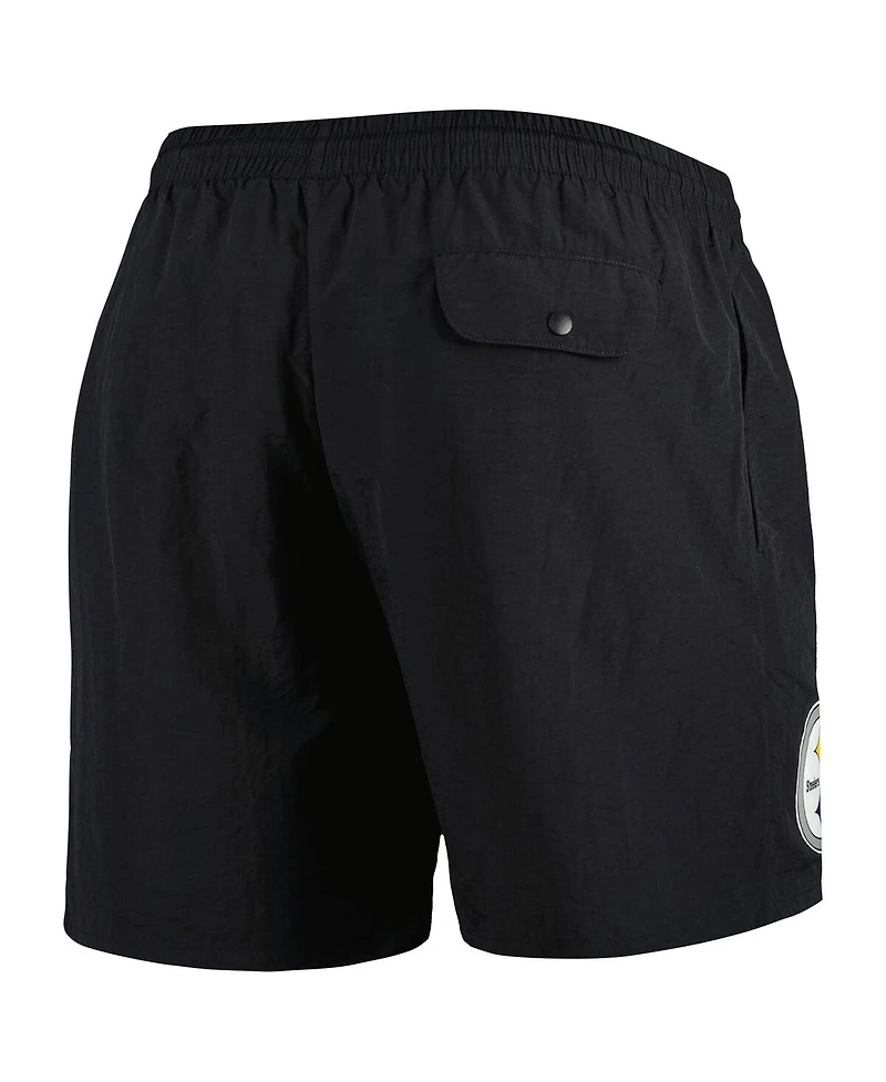 Men's Mitchell & Ness Black Pittsburgh Steelers Team Essentials Nylon Shorts