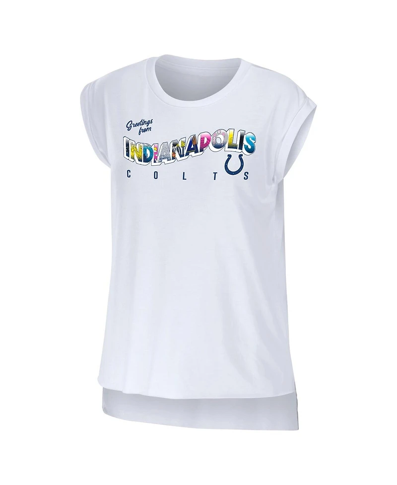 Women's Wear by Erin Andrews White Indianapolis Colts Greetings From Muscle T-shirt