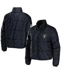 Women's Wear by Erin Andrews Black Las Vegas Raiders Puffer Full-Zip Jacket