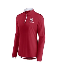 Women's Fanatics Crimson Oklahoma Sooners Worth the Drive Quarter-Zip Top