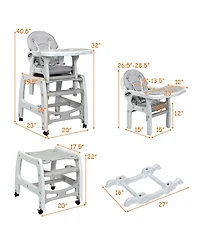 Costway Toddler 3 1 High Chair Adjustable Seat Back and Removable Trays