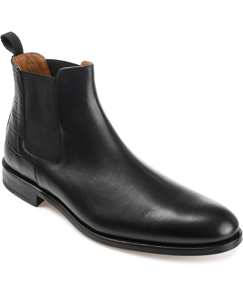 Taft Men's Hiro Leather and Embossed Croc Detailing Chelsea Boots