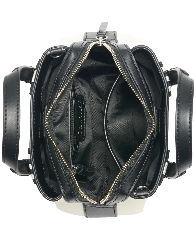 Calvin Klein Millie Triple Compartment Striped Crossbody with Coin Pouch