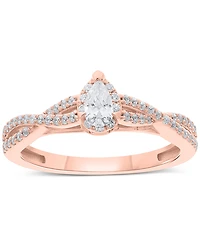 Diamond Pear Twist Engagement Ring (1/2 ct. t.w.) 14k White, Yellow or Rose Gold