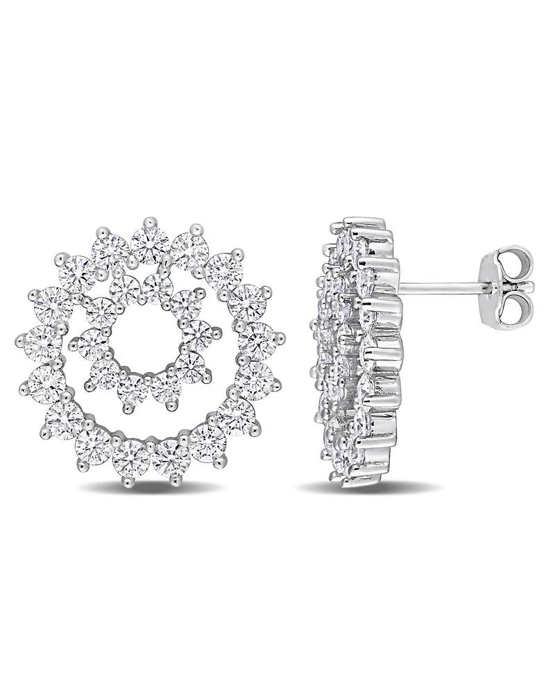 Macy's Moissanite Hoop Stud Earrings 2 3/4 ct. t.w in Sterling Silver