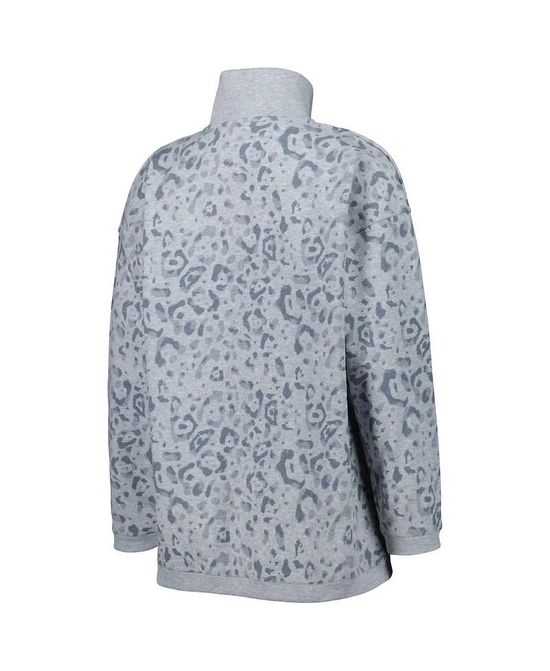 Women's Gameday Couture Heather Gray Georgia Bulldogs Leopard Quarter-Zip Sweatshirt