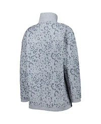 Women's Gameday Couture Heather Gray Georgia Bulldogs Leopard Quarter-Zip Sweatshirt