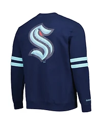 Men's Mitchell & Ness Deep Sea Blue Seattle Kraken Allover Logo Pullover Sweatshirt