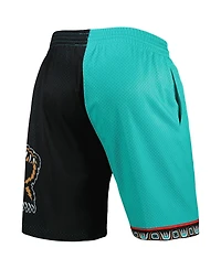 Men's Mitchell & Ness Turquoise, Black Vancouver Grizzlies Hardwood Classics 1998 Split Swingman Shorts