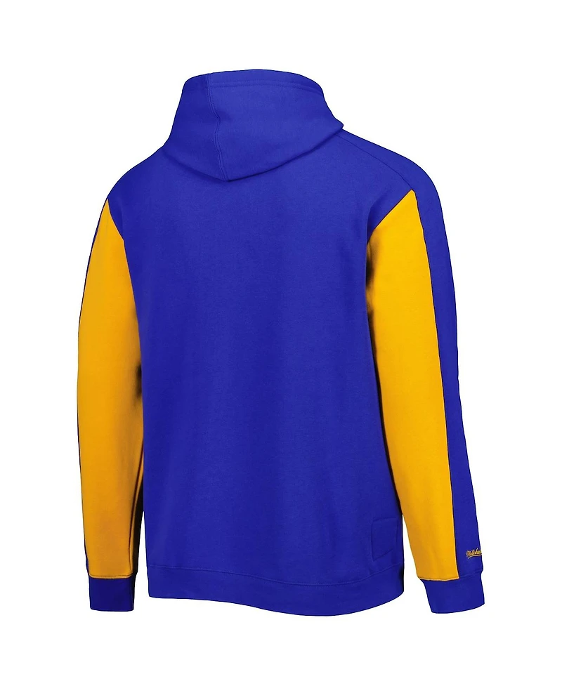 Men's Mitchell & Ness Royal, Gold Milwaukee Brewers Colorblocked Fleece Pullover Hoodie