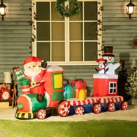 Outsunny 8' Inflatable Christmas Train W/ Santa Claus Snowman Penguin