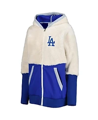 Women's G-iii 4Her by Carl Banks Oatmeal, Royal Los Angeles Dodgers Shuffle It Raglan Full-Zip Hoodie