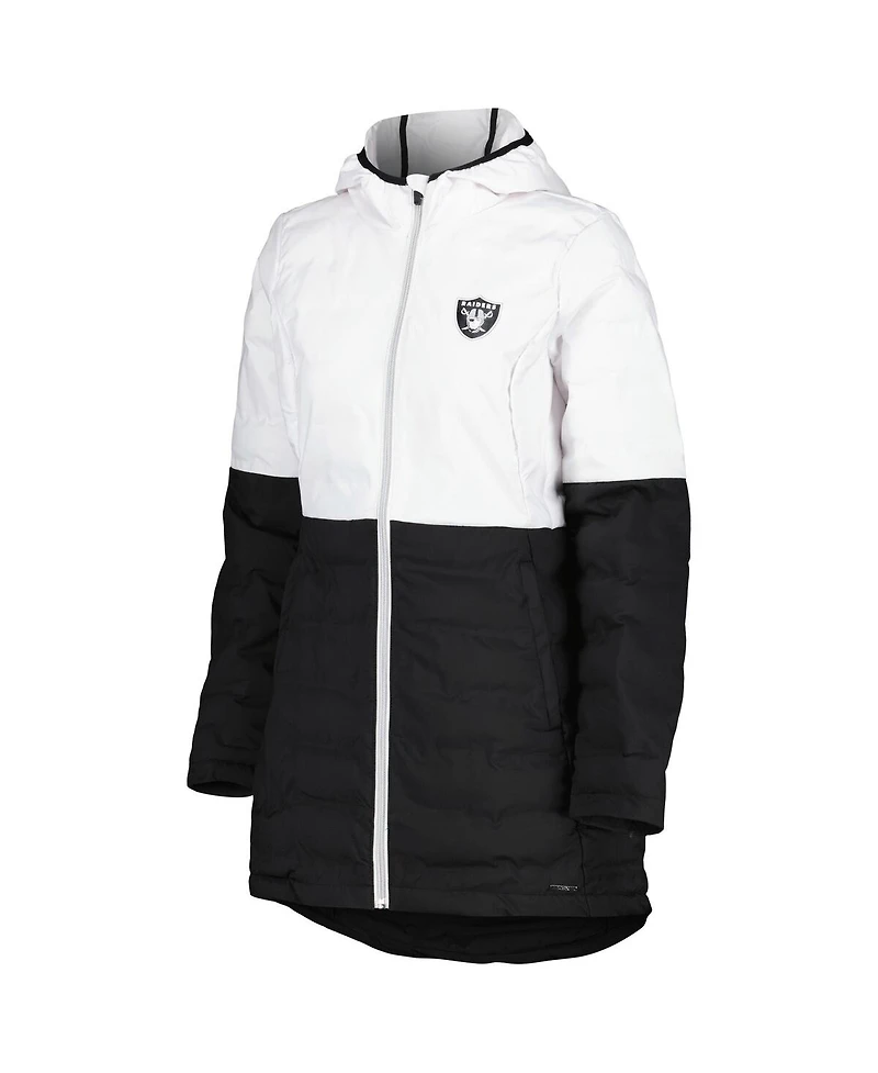 Women's Msx by Michael Strahan White, Black Las Vegas Raiders Willow Quilted Hoodie Full-Zip Jacket