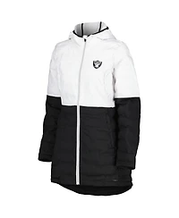 Women's Msx by Michael Strahan White, Black Las Vegas Raiders Willow Quilted Hoodie Full-Zip Jacket