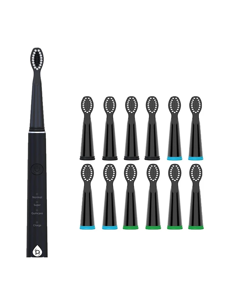 Pursonic Usb Rechargeable Electric toothbrush with 12 Brush Heads - Green