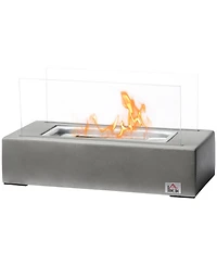 Tabletop Fireplace, 13" Concrete Alcohol Fireplace, Light Grey