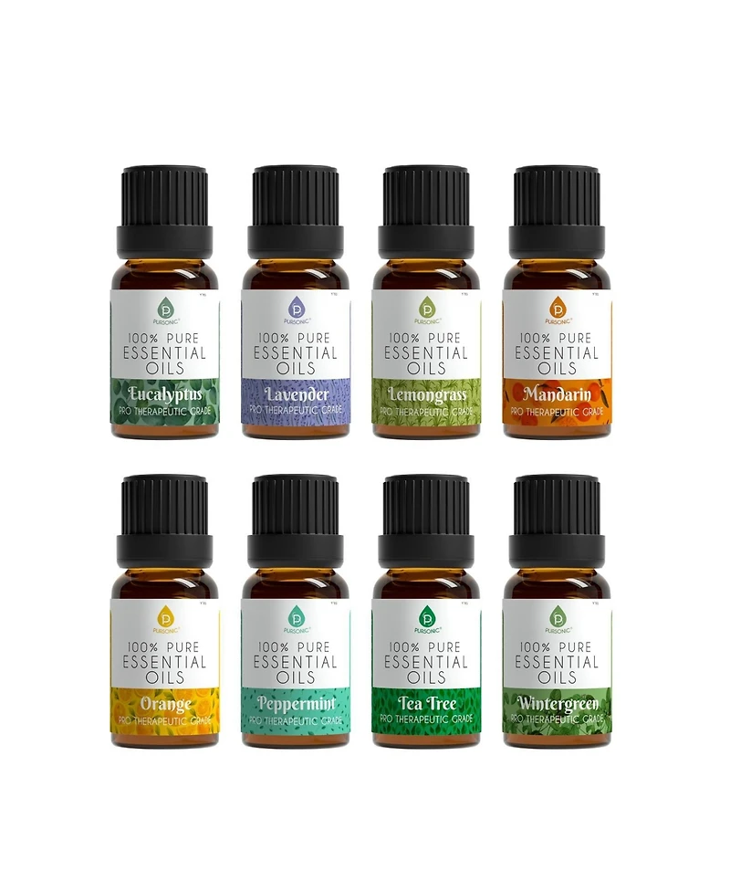 Pursonic 8 pack of 100% Pure Essential Aromatherapy Oils