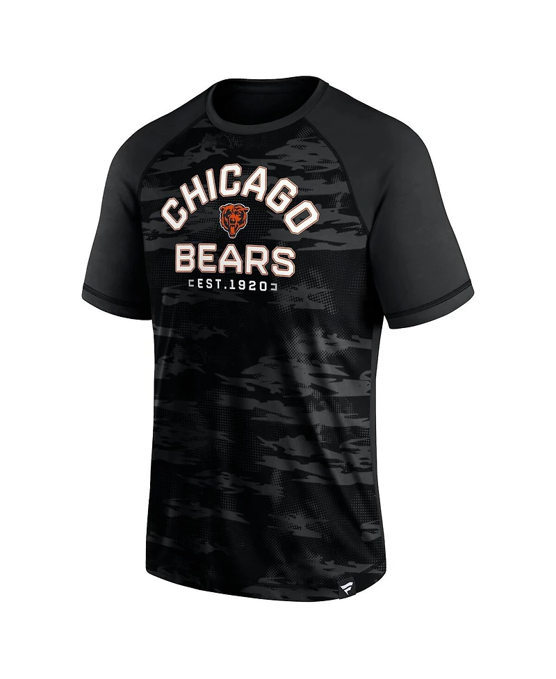 Men's Fanatics Chicago Bears Blackout Hail Mary Raglan T-shirt