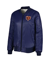 Women's G-iii 4Her by Carl Banks Oatmeal, Navy Chicago Bears Switchback Reversible Full-Zip Jacket