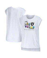 Women's Wear by Erin Andrews White Las Vegas Raiders Greetings From Muscle T-shirt