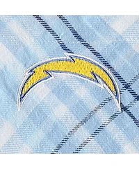 Women's Concepts Sport Powder Blue, Navy Los Angeles Chargers Mainstay Flannel Full-Button Long Sleeve Nightshirt
