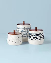 Lenox Blue Bay 3-Piece Kitchen Canister Set with Wood Lid