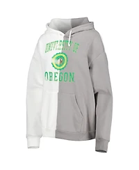 Women's Gameday Couture Gray, White Oregon Ducks Split Pullover Hoodie