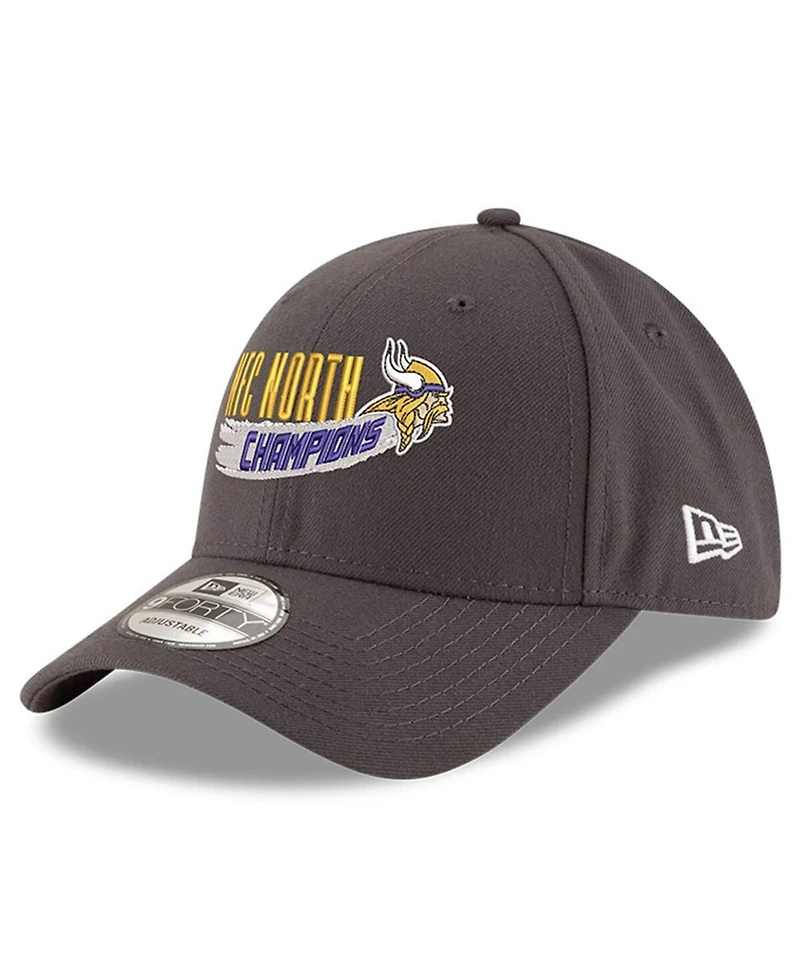 Men's New Era Graphite Minnesota Vikings 2022 Nfc North Division Champions 9FORTY Adjustable Hat