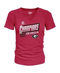 Women's Blue 84 Red Georgia Bulldogs 2022 Sec Football Conference Champions Locker Room V-Neck T-shirt