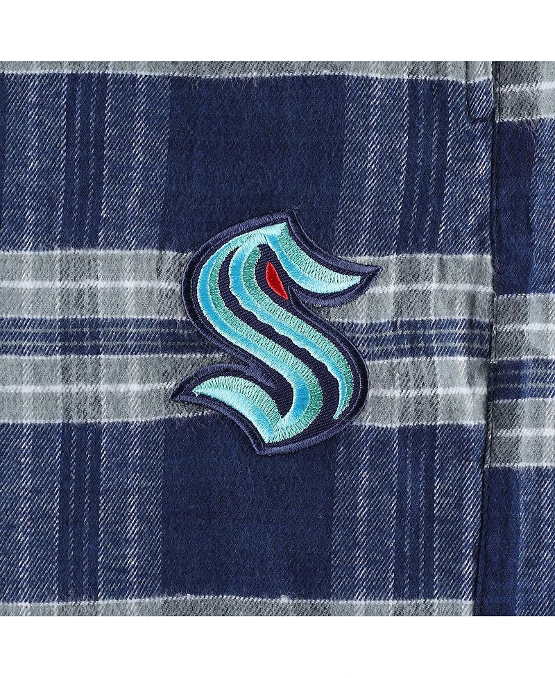 Men's Deep Sea Blue, Gray Seattle Kraken Big and Tall T-shirt Pajama Pants Sleep Set