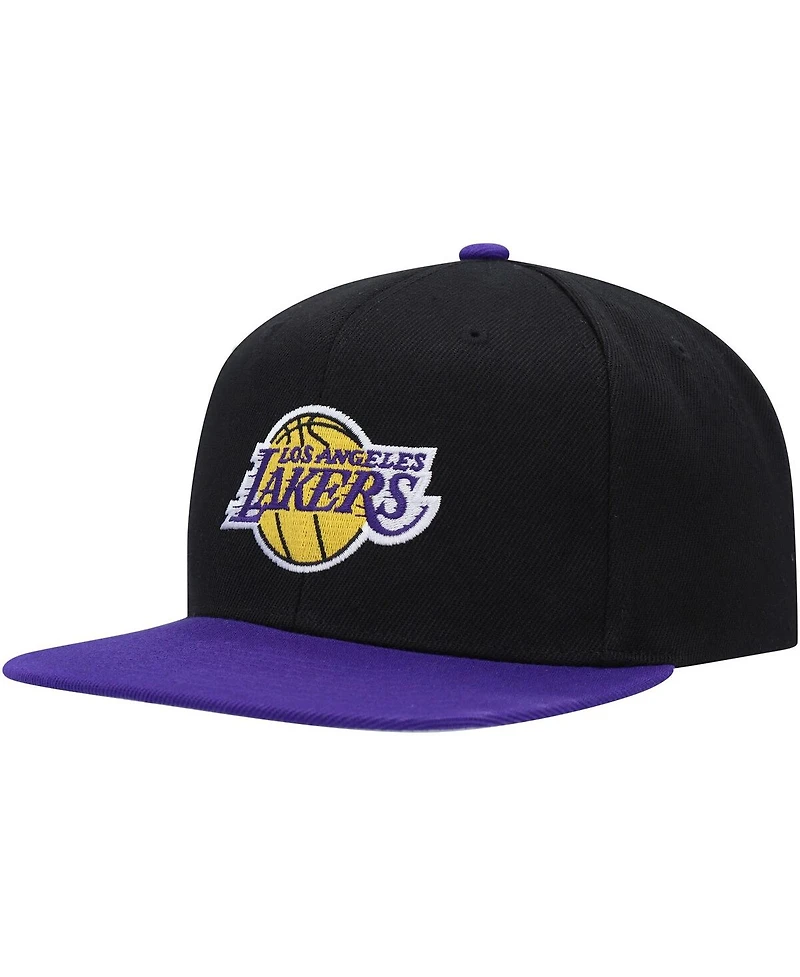 Men's Mitchell & Ness Black, Purple Los Angeles Lakers Side Core 2.0 Snapback Hat