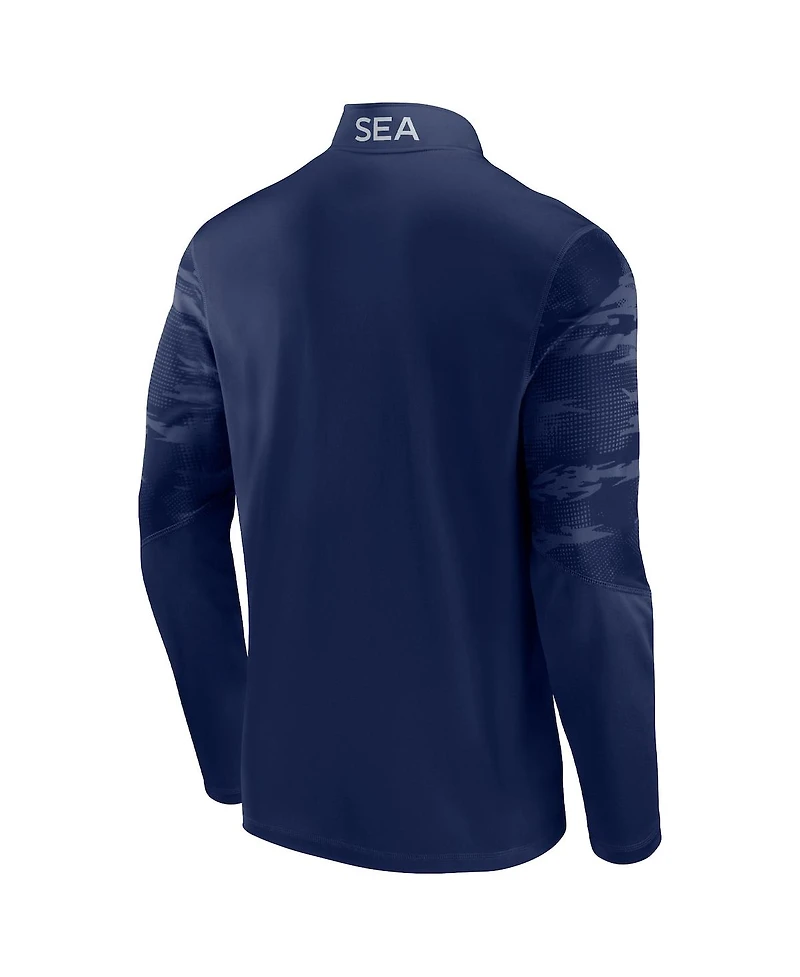 Men's Fanatics College Navy Seattle Seahawks Ringer Quarter-Zip Jacket