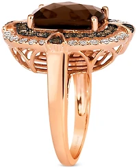 Le Vian Chocolate Quartz (4-3/4 ct. t.w.) & Diamond (1 ct. t.w.) Double Halo Ring in 14k Rose Gold