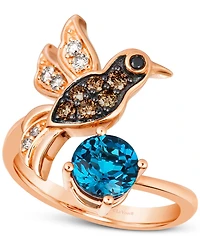Le Vian Deep Sea Blue Topaz (1-3/8 ct. t.w.) & Diamond (1/3 Hummingbird Ring 14k Rose Gold