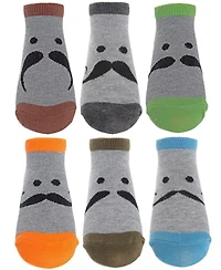 MeMoi Boys 6 Pairs Mustache Mood Low Cut Socks