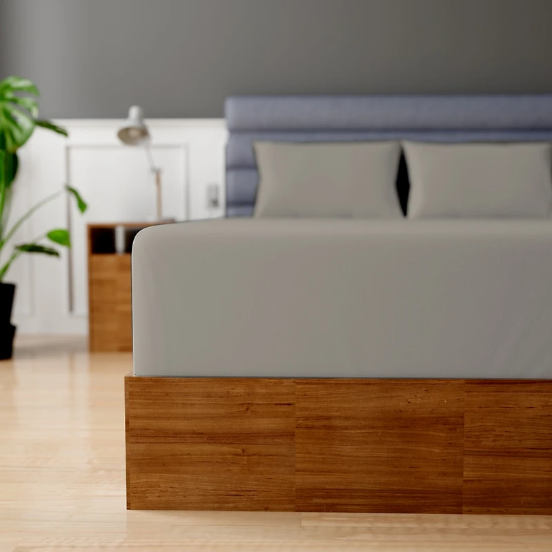 100% Premium Cotton Fitted Sheet - Soft and Breatheable 200 Thread Count 33 Inch Stone